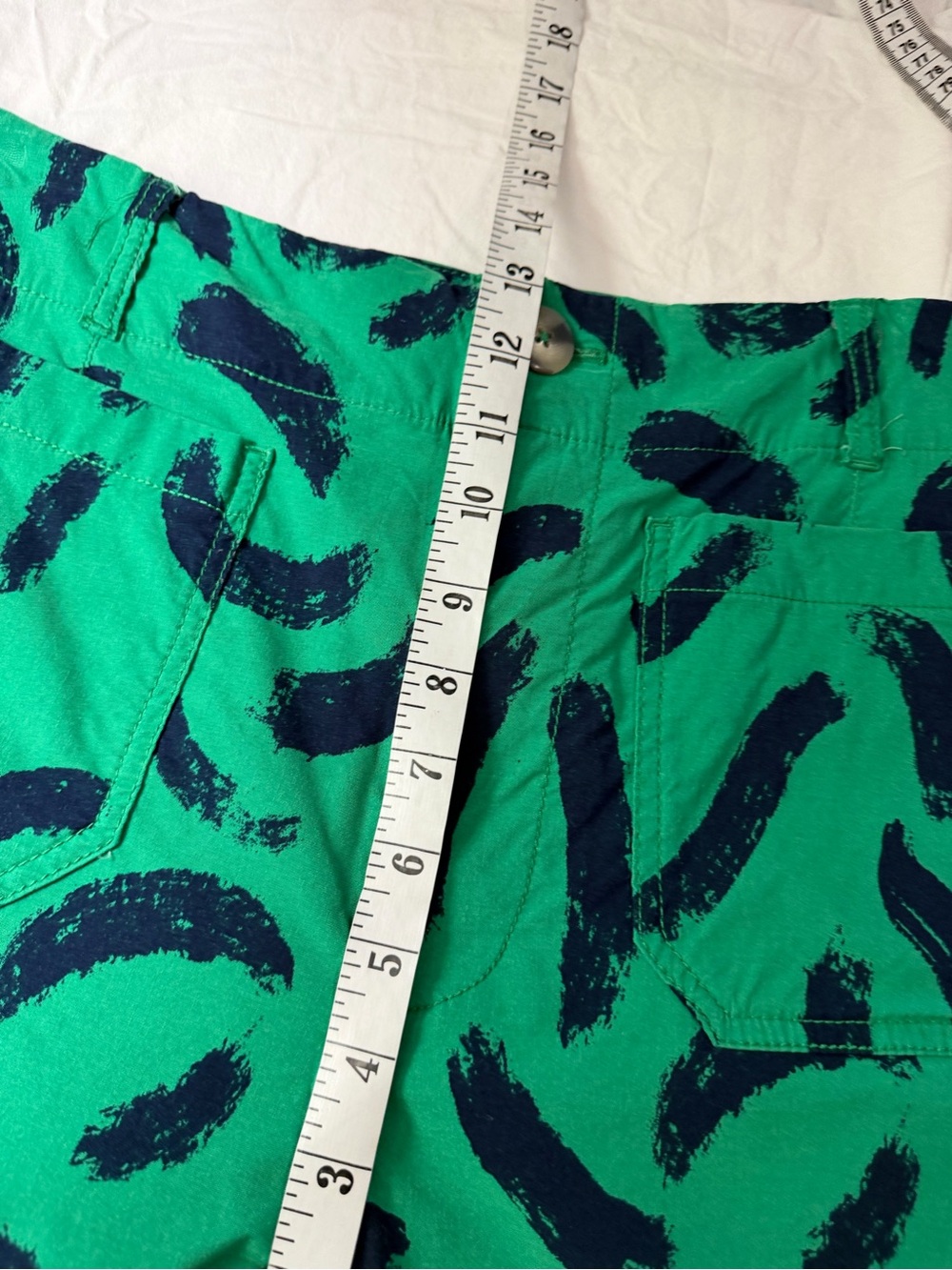 MAEVE The Colette Wide-Leg Crop Pants Green Blue Brush Stroke Print 31 - Picture 10 of 12